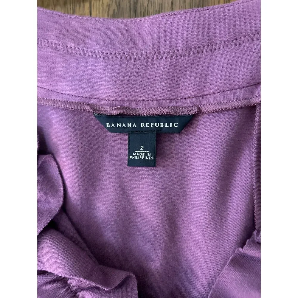 Banana Republic V-Neck Ruffle Brigitte Purple Dress sleeveless stretch Size 2